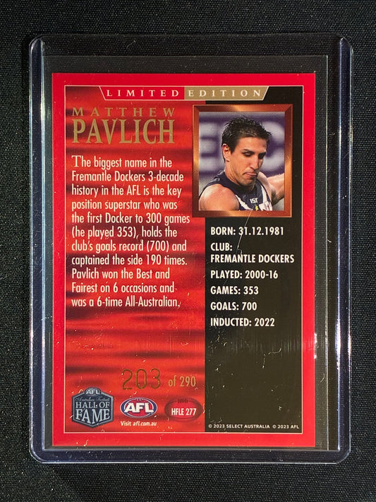 2023 Select Legacy MATTHEW PAVLICH Hall of Fame Limited Edition 203/290 #277