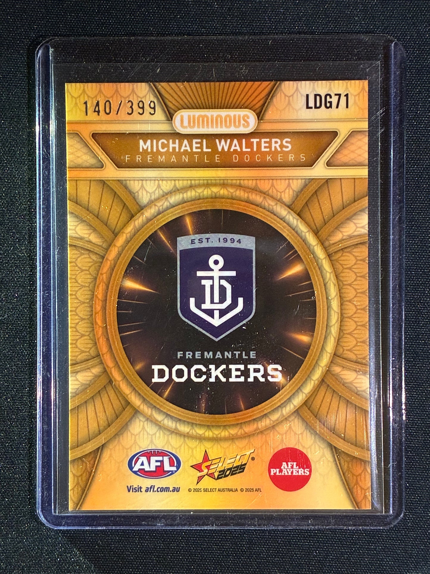 2025 Select Footy Stars MICHAEL WALTERS Luminous Dragon Scales Refractor Gold 140/399 #71