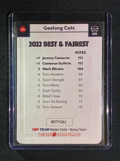 2023 Teamcoach JEREMY CAMERON GUTHRIE BLICAVS Best & Fairest Gold Cracked Ice #7