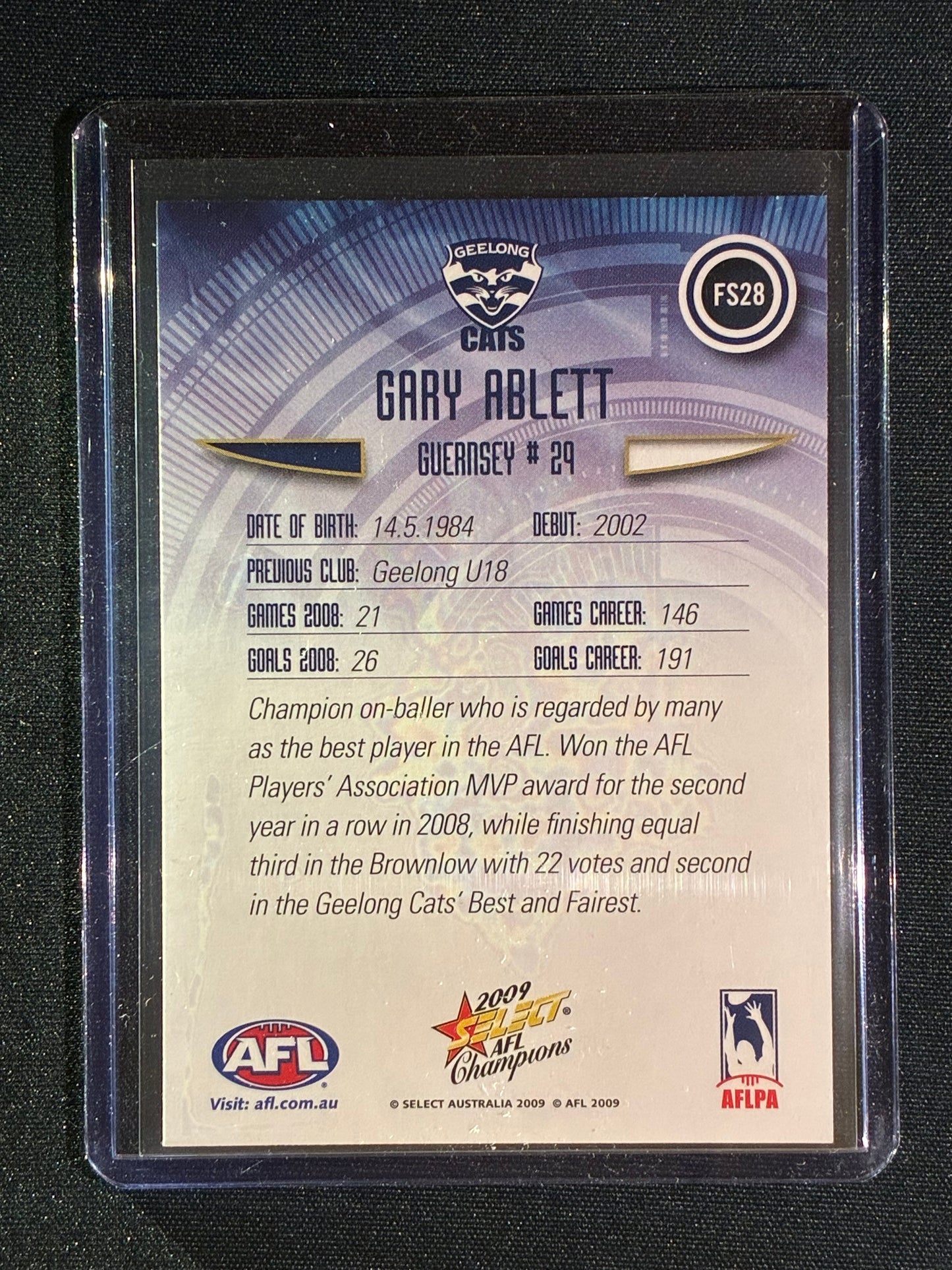 2009 Select Champions GARY ABLETT Gold Foil Signature #28