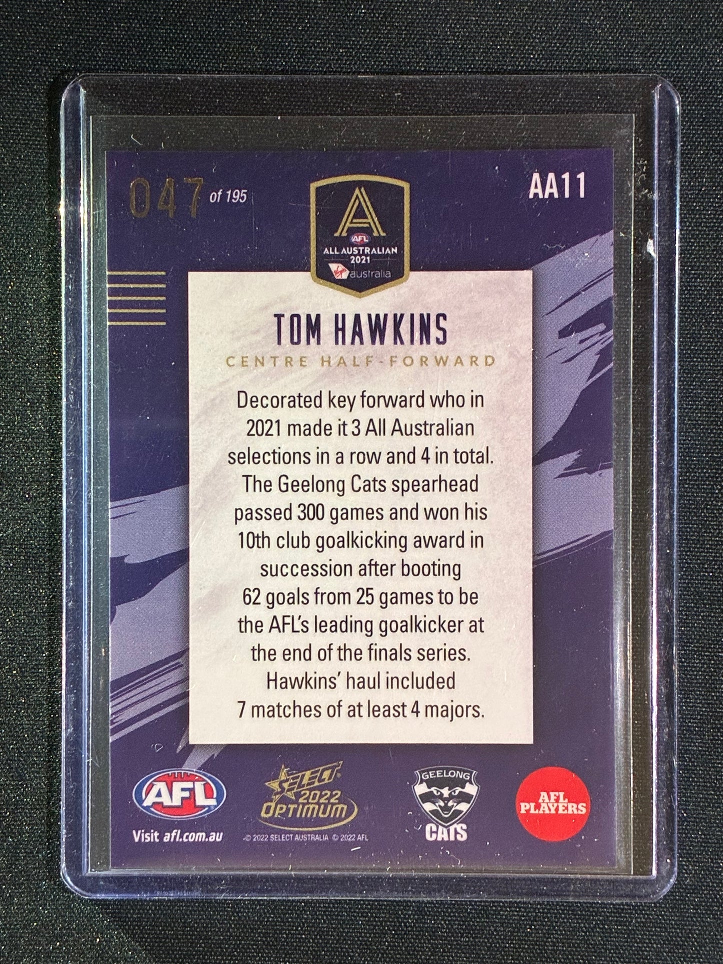 2022 Select Optimum TOM HAWKINS 2021 All-Australian 047/195 #11