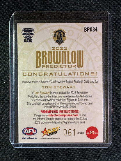 2023 Select Footy Stars TOM STEWART Brownlow Predictor Gold 061/260 #34