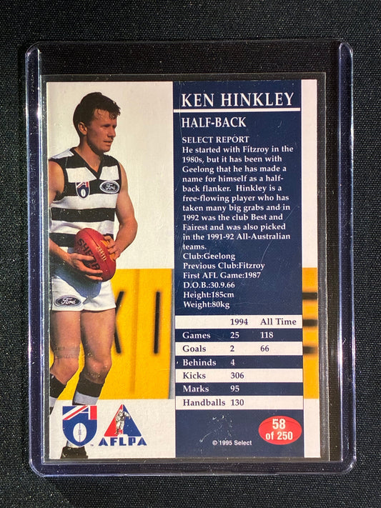 1995 Select KEN HINKLEY Base Signature Auto IP #58
