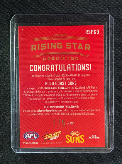 2023 Select Footy Stars GOLD COAST SUNS Rising Star Predictor Gold 175/260