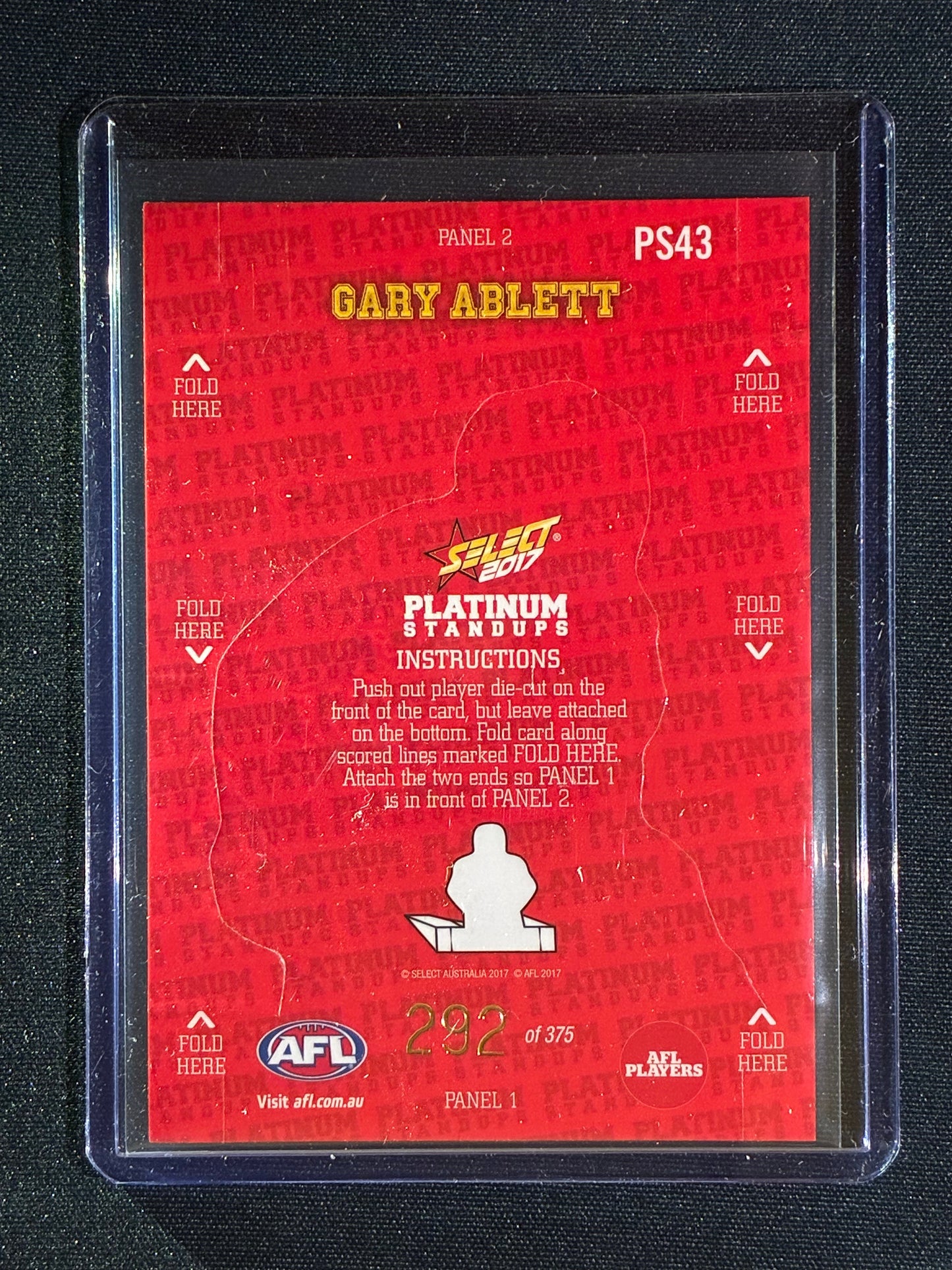 2017 Select Footy Stars GARY ABLETT Platinum Standups 292/375 #43