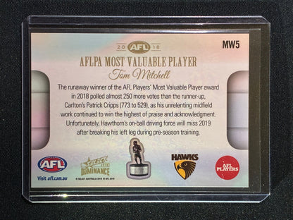 2019 Select Dominance TOM MITCHELL Medal Winner 2018 AFLPA Most Valuable Player MVP #5