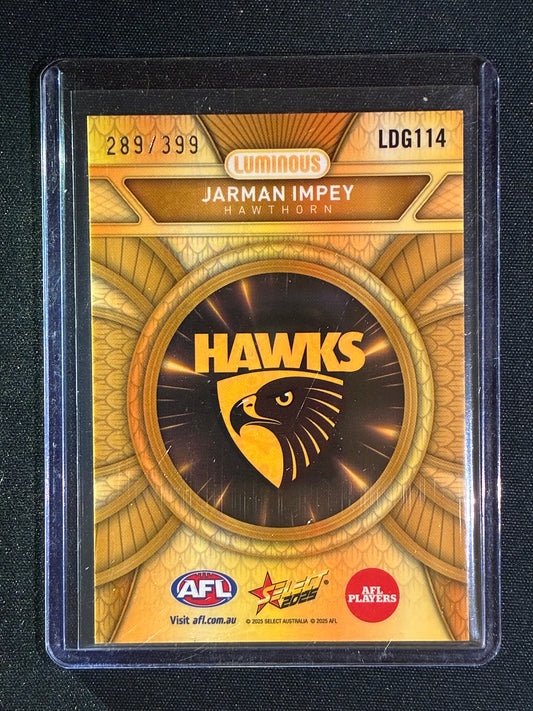 2025 Select Footy Stars JARMAN IMPEY Luminous Dragon Scales Gold Refractor 289/399 #114