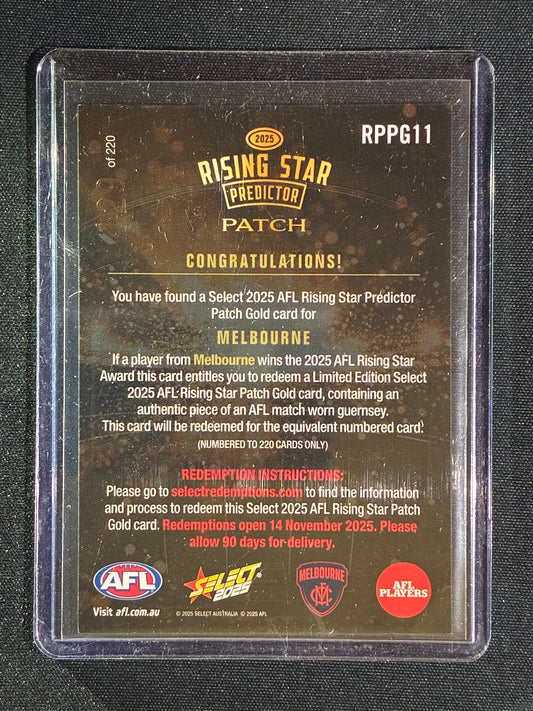 2025 Select Footy Stars MELBOURNE DEMONS Rising Star Predictor Patch Gold 129/220