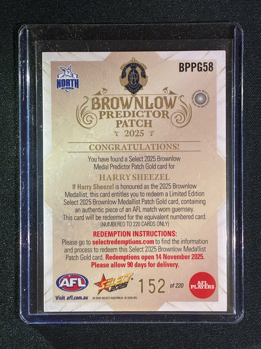 2025 Select Footy Stars HARRY SHEEZEL Brownlow Predictor Patch Gold 152/220 #58