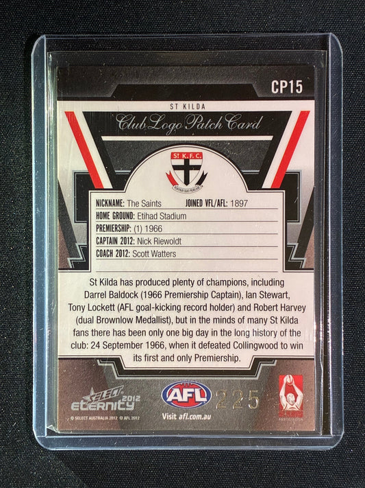 2012 Select Eternity NICK RIEWOLDT Club Logo Patch Card 225/400 #15