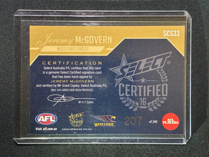 2016 Select Certified JEREMY MCGOVERN Signature Auto 207/240 #33