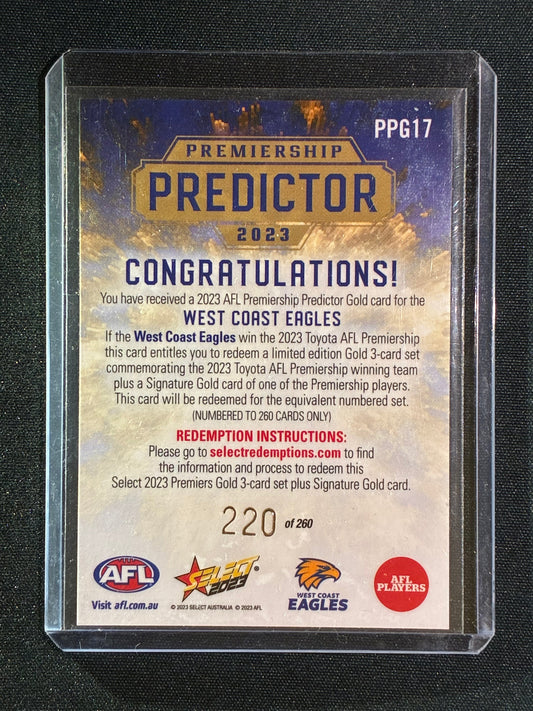 2023 Select Footy Stars WEST COAST EAGLES Premiership Predictor Gold 220/260 #17