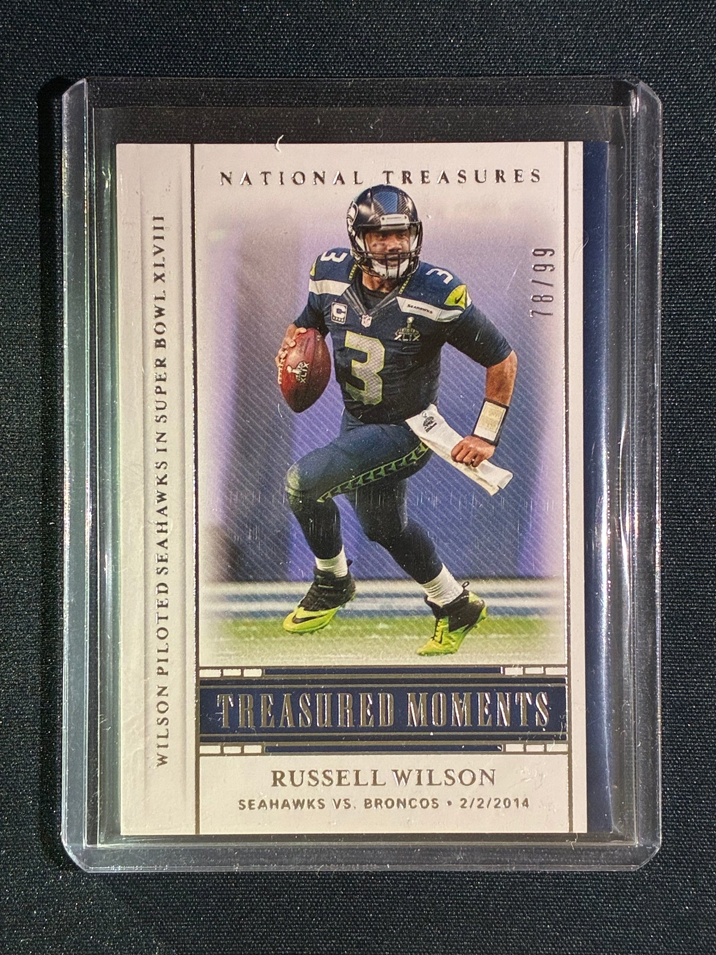 2020 National Treasures RUSSELL WILSON Treasured Moments Silver Super Bowl XLVIII 78/99