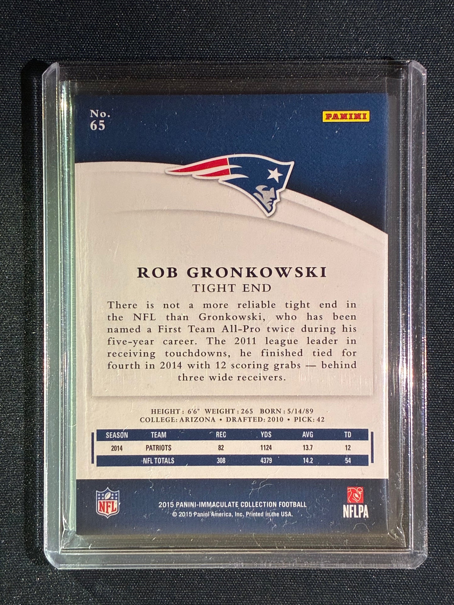 2015 Immaculate ROB GRONKOWSKI Base Gold 81/99 #65