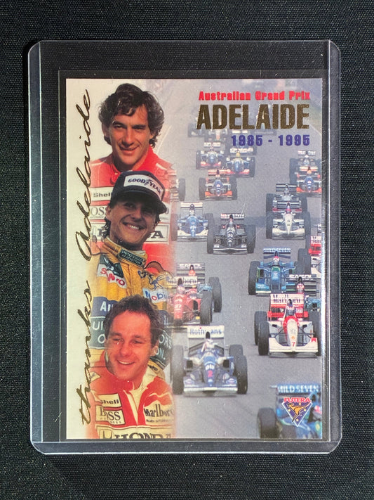 1995 Futera AYRTON SENNA MICHAEL SCHUMACHER Thanks Adelaide Grand Prix Redemption 2847/3000