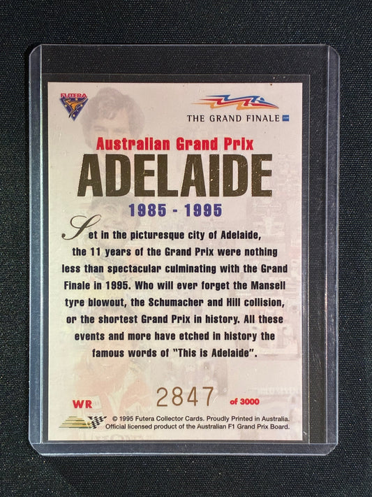 1995 Futera AYRTON SENNA MICHAEL SCHUMACHER Thanks Adelaide Grand Prix Redemption 2847/3000