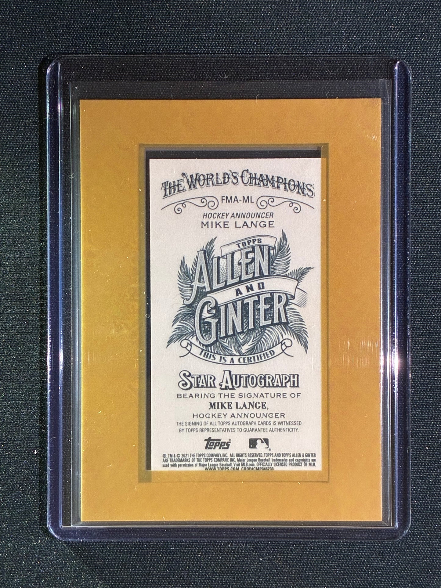 2021 Allen & Ginter MIKE LANGE Framed Auto Star Signature Auto Hockey Announcer #ML RIP