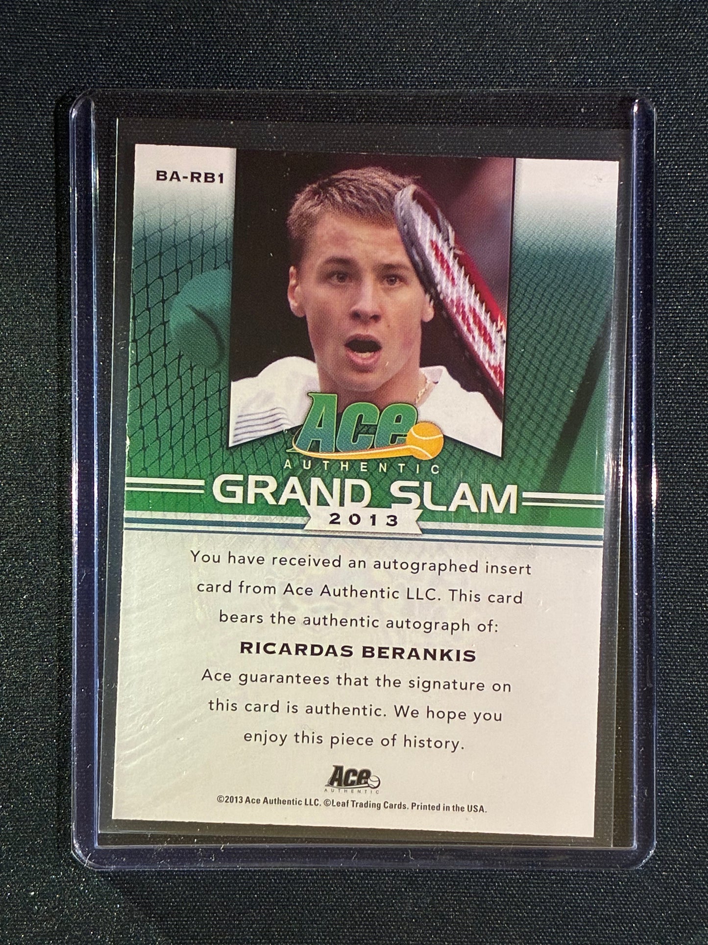 2013 Ace Grand Slam RICARDAS BERANKIS Base Autograph #RB1