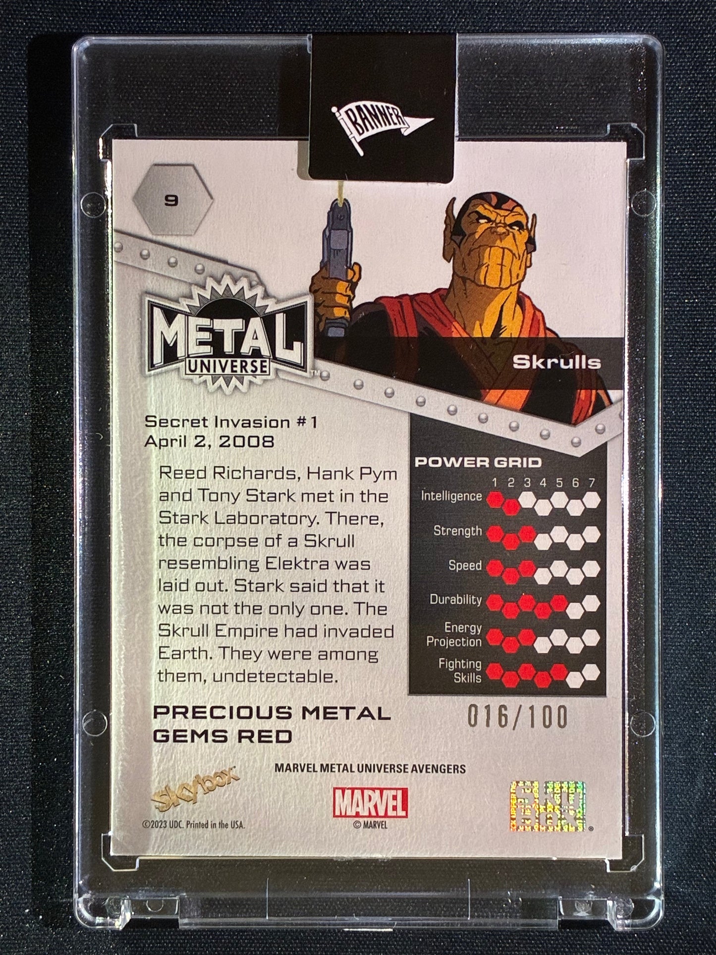 2023 Metal Universe Avengers SKRULLS Precious Metal Gems PMG Red 016/100 #9