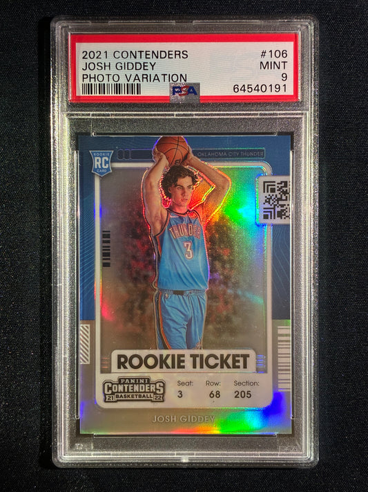 2021-22 Contenders JOSH GIDDEY Rookie Ticket Photo Variation Prizm SP #108 PSA 9 (191)