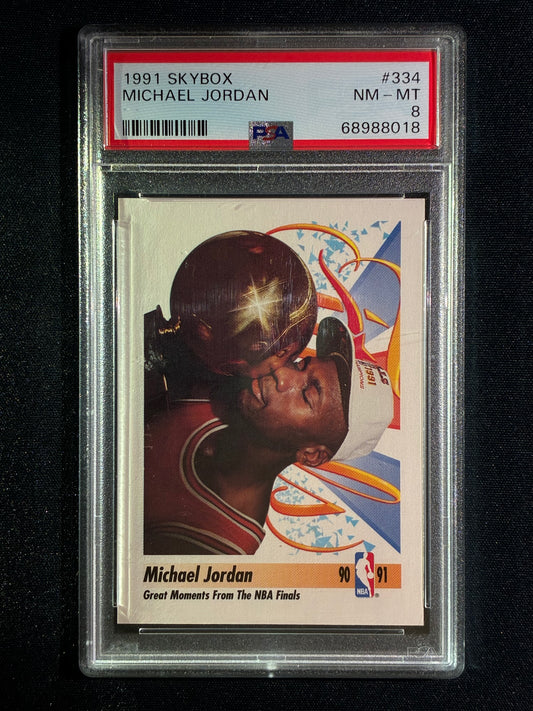 1991-92 Skybox MICHAEL JORDAN NBA Finals Trophy #334 PSA 8 (018)