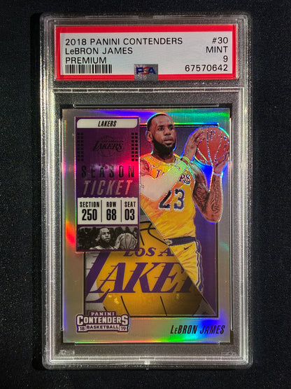 2018-19 Contenders LEBRON JAMES Premium Silver SP #30 PSA 9 (642)