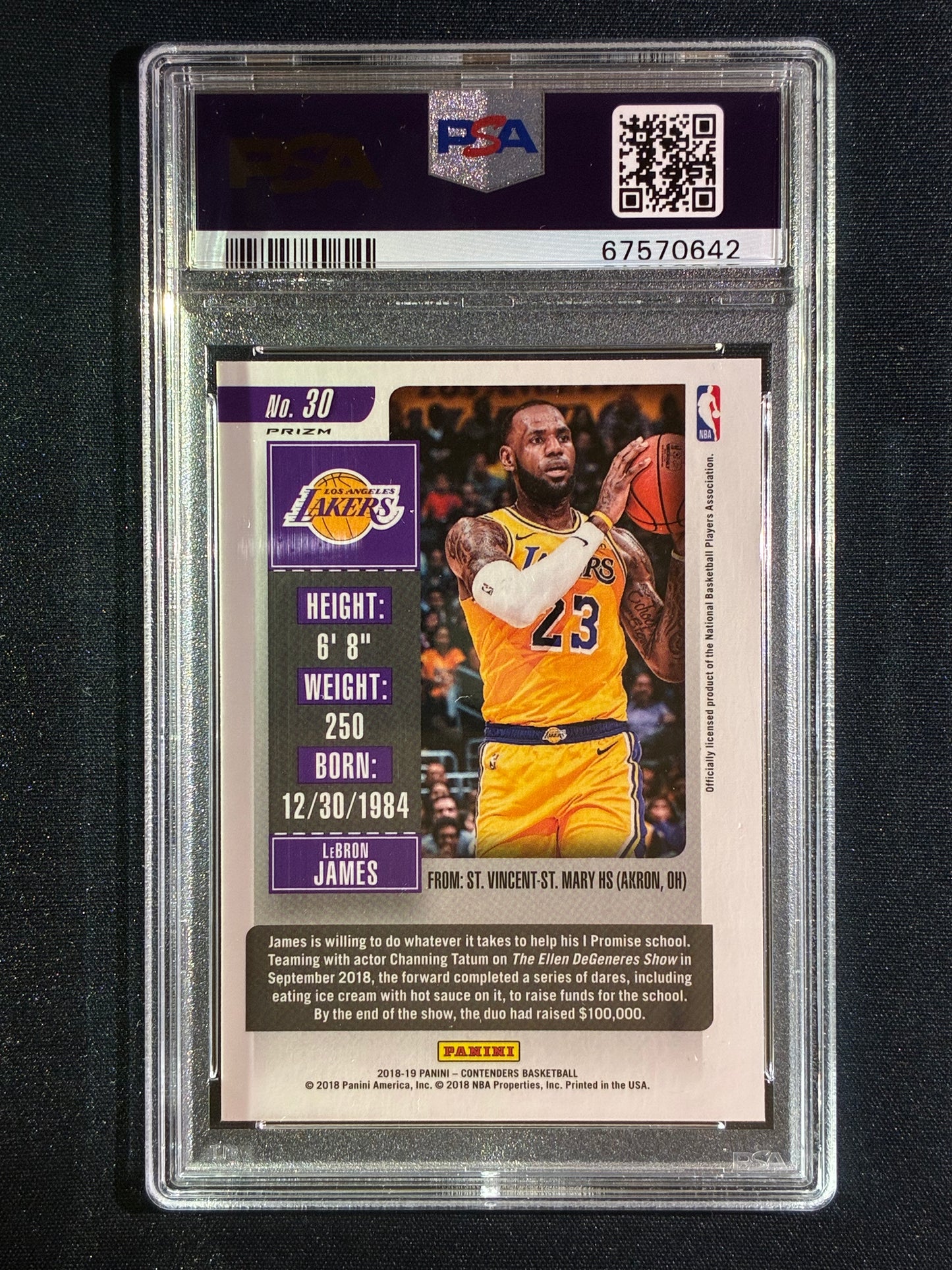 2018-19 Contenders LEBRON JAMES Premium Silver SP #30 PSA 9 (642)