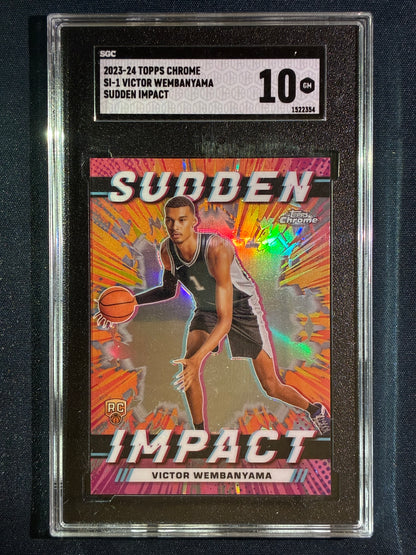 2023-24 Topps Chrome VICTOR WEMBANYAMA Sudden Impact Rookie Refractor #1 SGC 10 (354)