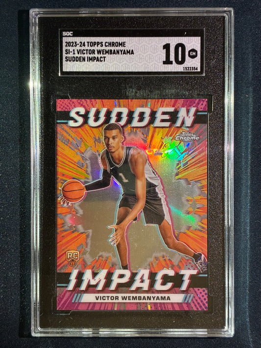 2023-24 Topps Chrome VICTOR WEMBANYAMA Sudden Impact Rookie Refractor #1 SGC 10 (354)