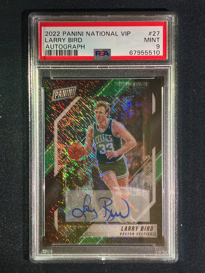 2022-23 The National VIP LARRY BIRD Autograph Black Shimmer #27 2/5 PSA 9