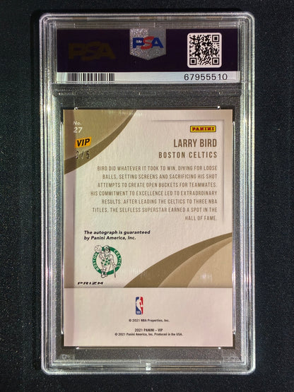 2022-23 The National VIP LARRY BIRD Autograph Black Shimmer #27 2/5 PSA 9