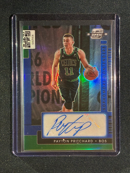 2021-22 Contenders Optic PAYTON PRITCHARD Sophomore Contenders Auto Blue Prizm 71/75