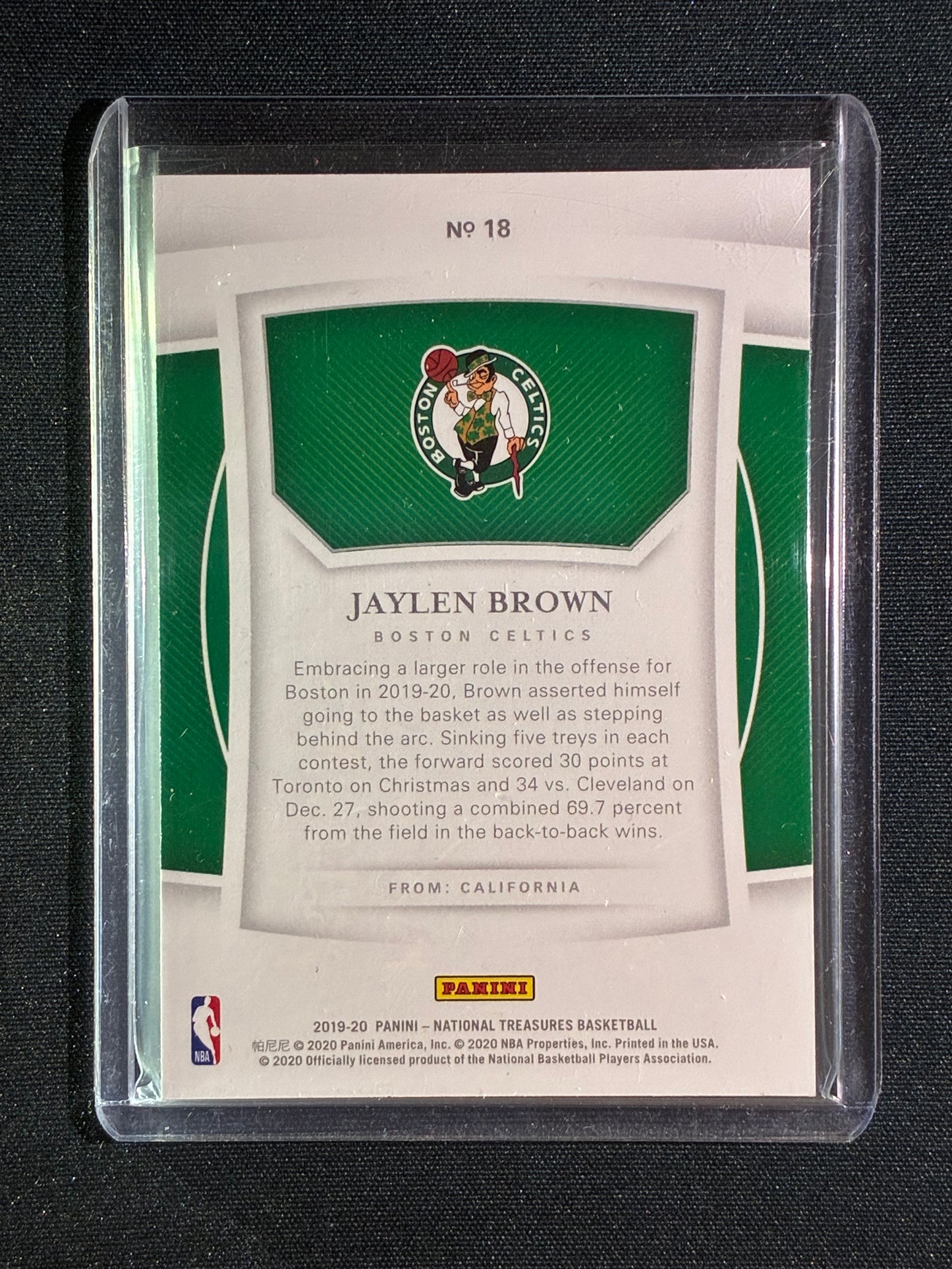 2019-20 National Treasures JAYLEN BROWN Base Silver 94/99