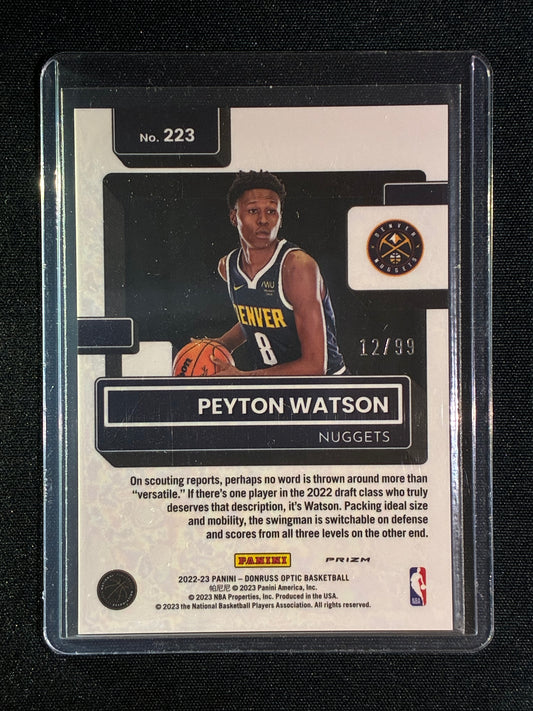 2022-23 Donruss Optic PEYTON WATSON Rated Rookie Red Prizm 12/99 #223
