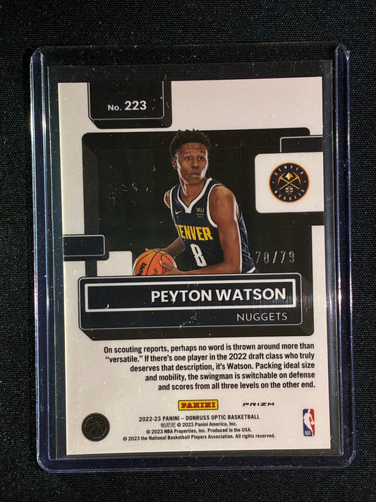 2022-23 Donruss Optic PEYTON WATSON Rated Rookie Pink Velocity 70/79 #223