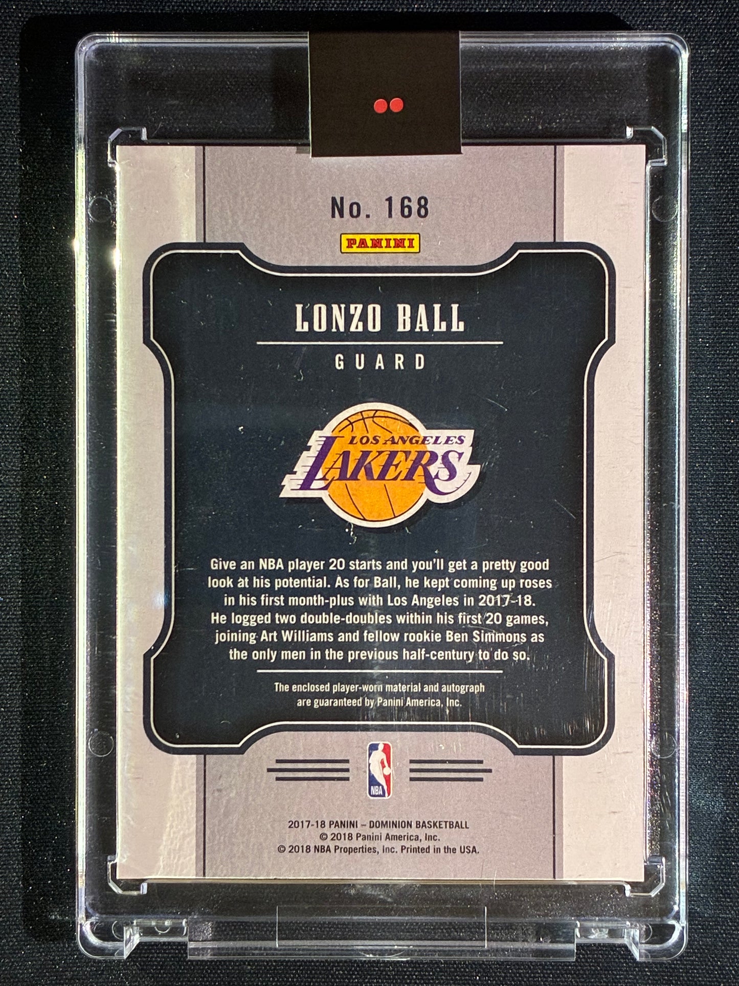 2017-18 Dominion LONZO BALL Rookie Patch Auto Holo Silver 2/15