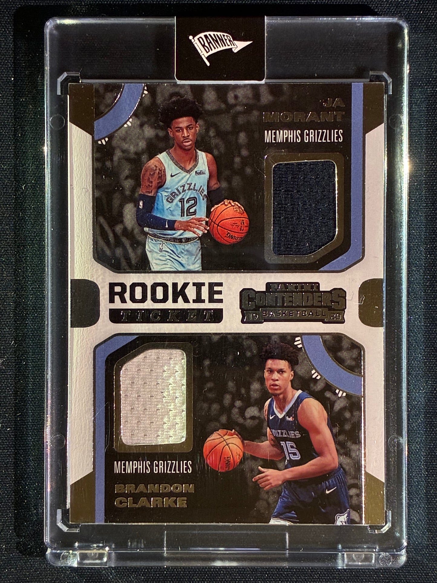 2019-20 Contenders JA MORANT BRANDON CLARKE Rookie Ticket Dual Jersey Relic #JB