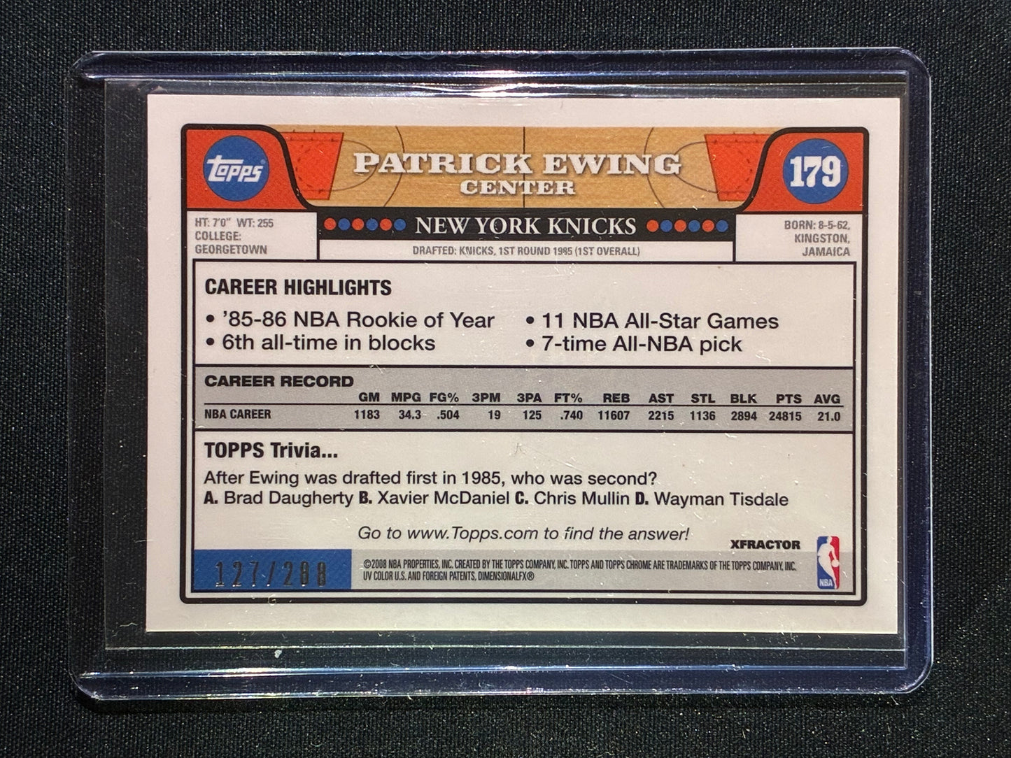 2008-09 Topps Chrome PATRICK EWING White Xfractor 127/288 #179