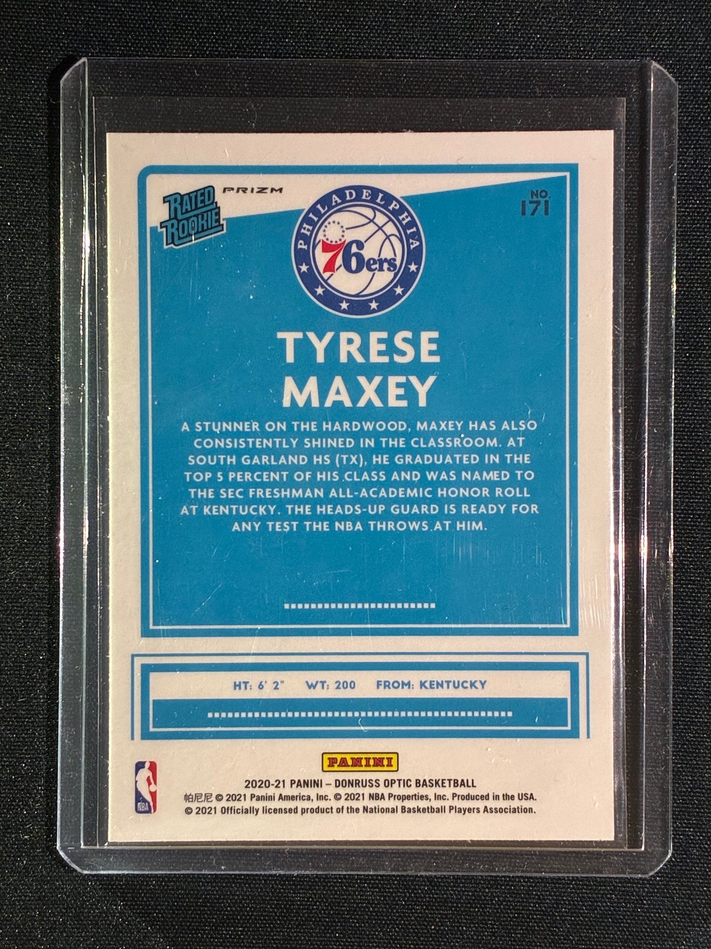 2020-21 Donruss Optic TYRESE MAXEY Rated Rookie Holo Silver Prizm #171