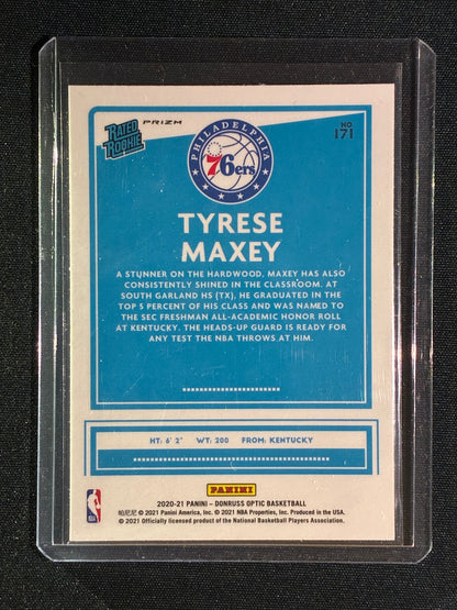 2020-21 Donruss Optic TYRESE MAXEY Rated Rookie Holo Silver Prizm #171
