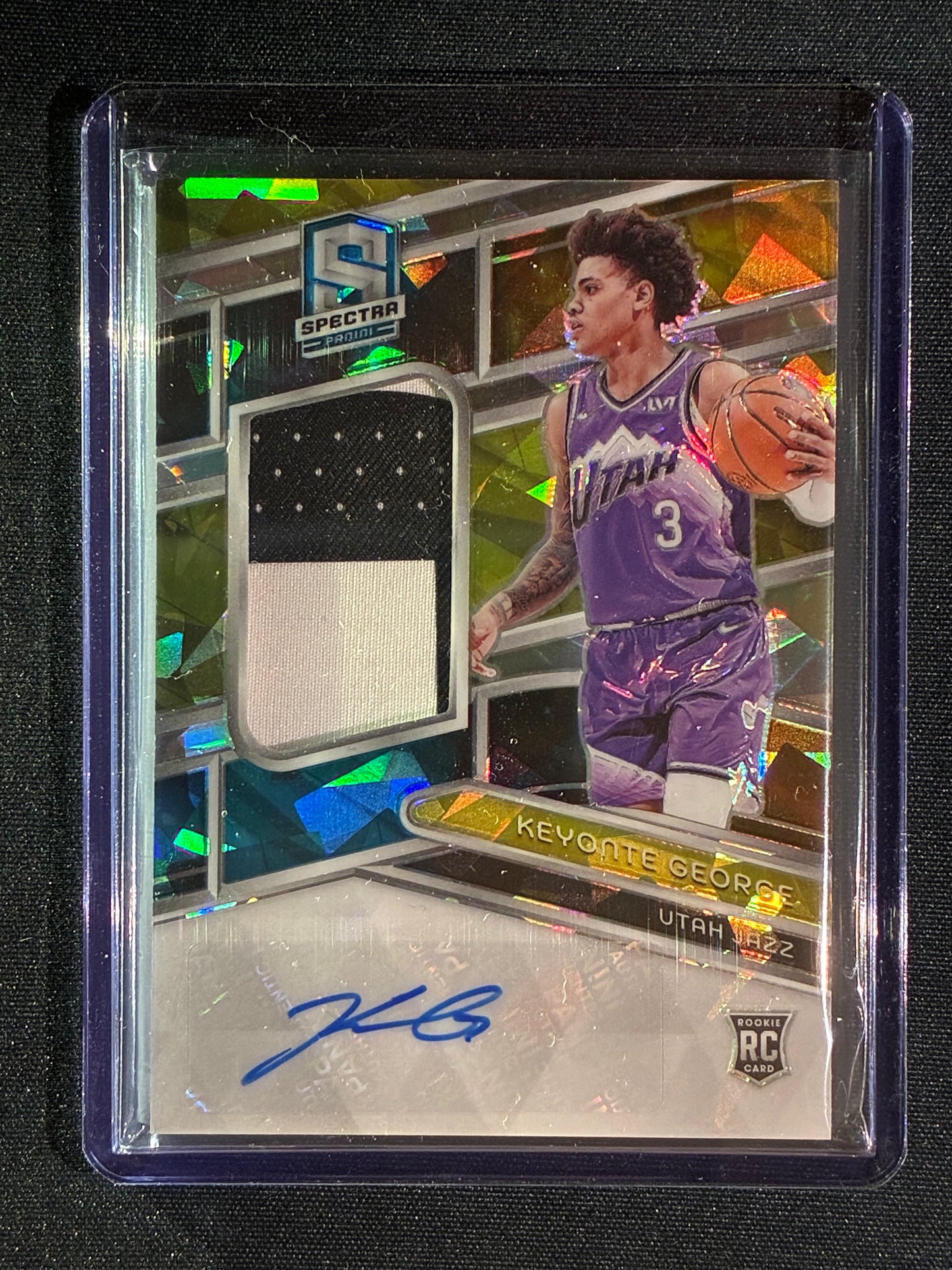 2023-24 Spectra KEYONTE GEORGE Rookie Patch Auto Astral Cracked Ice 19/35 #201