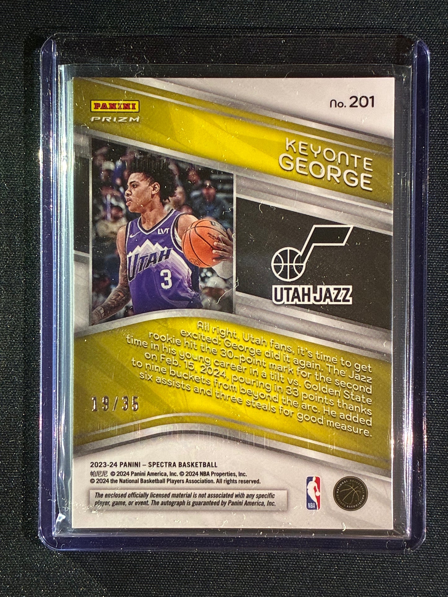 2023-24 Spectra KEYONTE GEORGE Rookie Patch Auto Astral Cracked Ice 19/35 #201