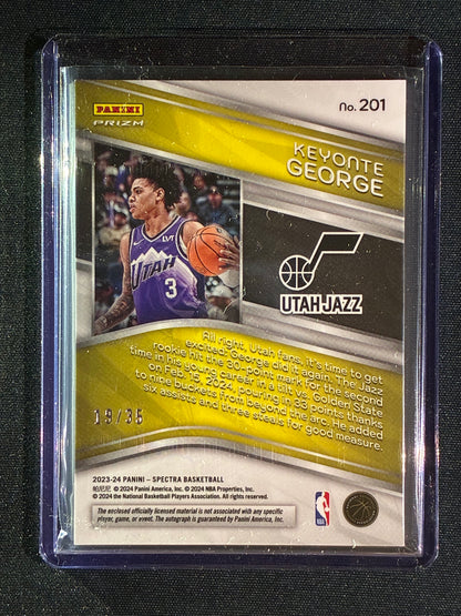 2023-24 Spectra KEYONTE GEORGE Rookie Patch Auto Astral Cracked Ice 19/35 #201