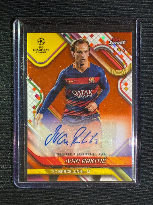 2024-25 Topps Finest UEFA UCL IVAN RAKITIC Base Autograph Orange Refractor 25/25