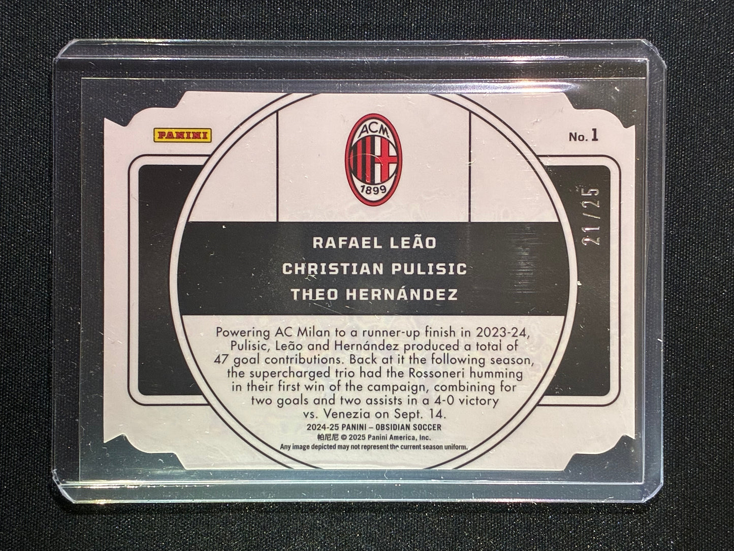 2024-25 Obsidian RAFAEL LEAO PULISIC HERNANDEZ Nucleus Die-Cut Blue 21/25