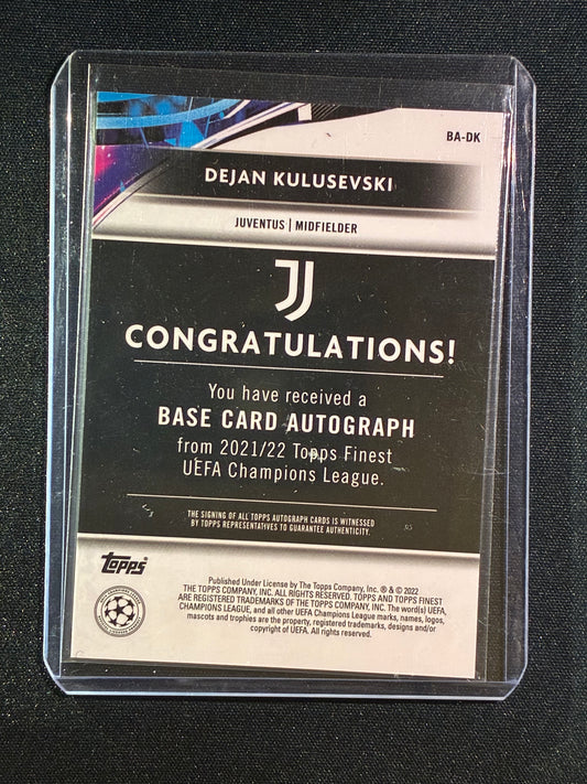 2021-22 Topps Finest UEFA UCL DEJAN KULUSEVSKI Base Autograph Silver Refractor #DK