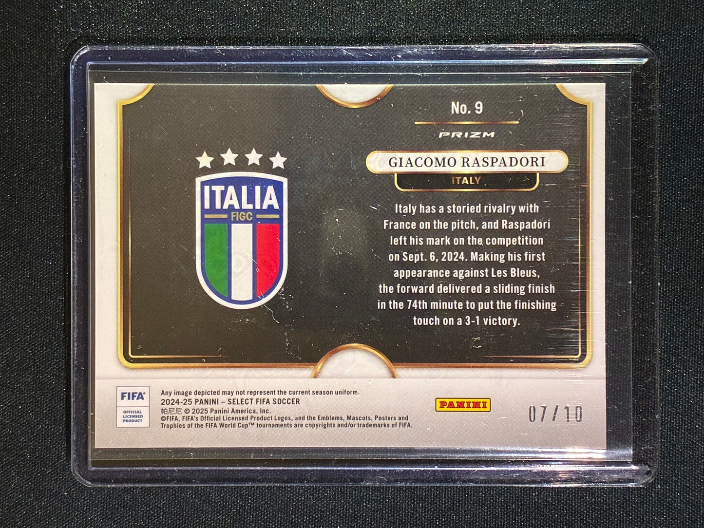 2024-25 Select FIFA GIACOMO RASPADORI Snapshots Gold Prizm 7/10 #9