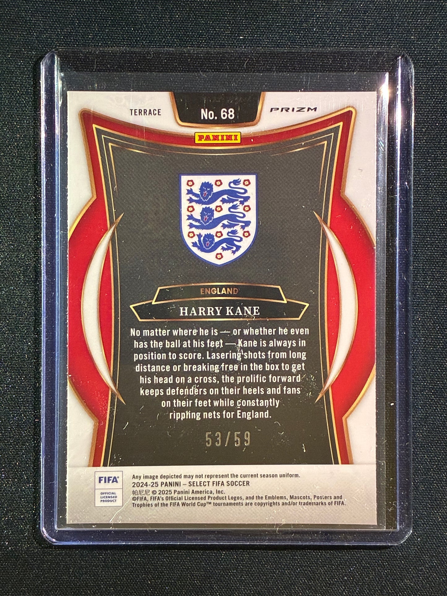 2024-25 Select FIFA HARRY KANE Terrace Pink Prizm 53/59 #68