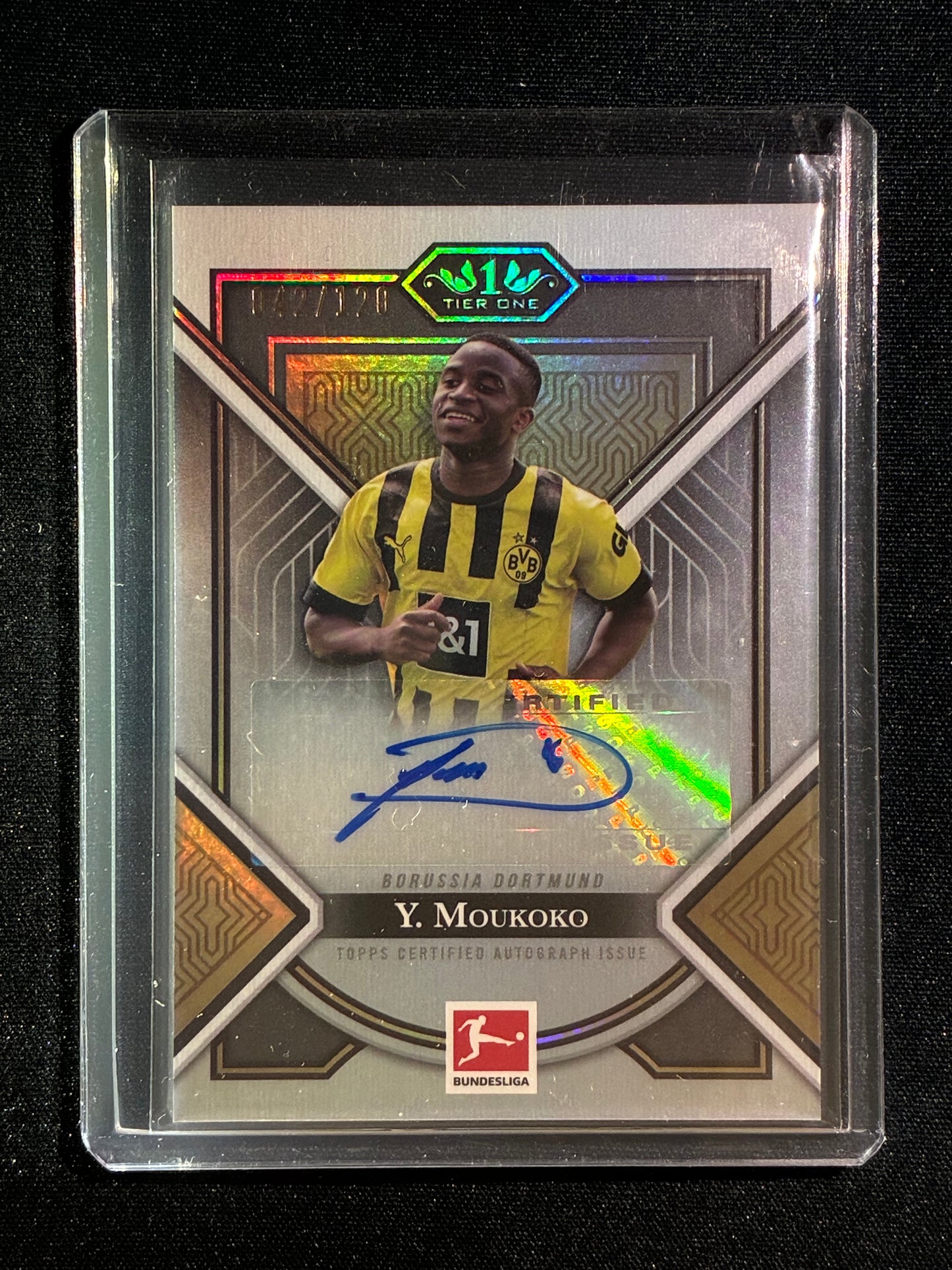 2022-23 Topps Tier One Bundesliga YOUSSOUFA MOUKOKO Young Gold Auto 42/120