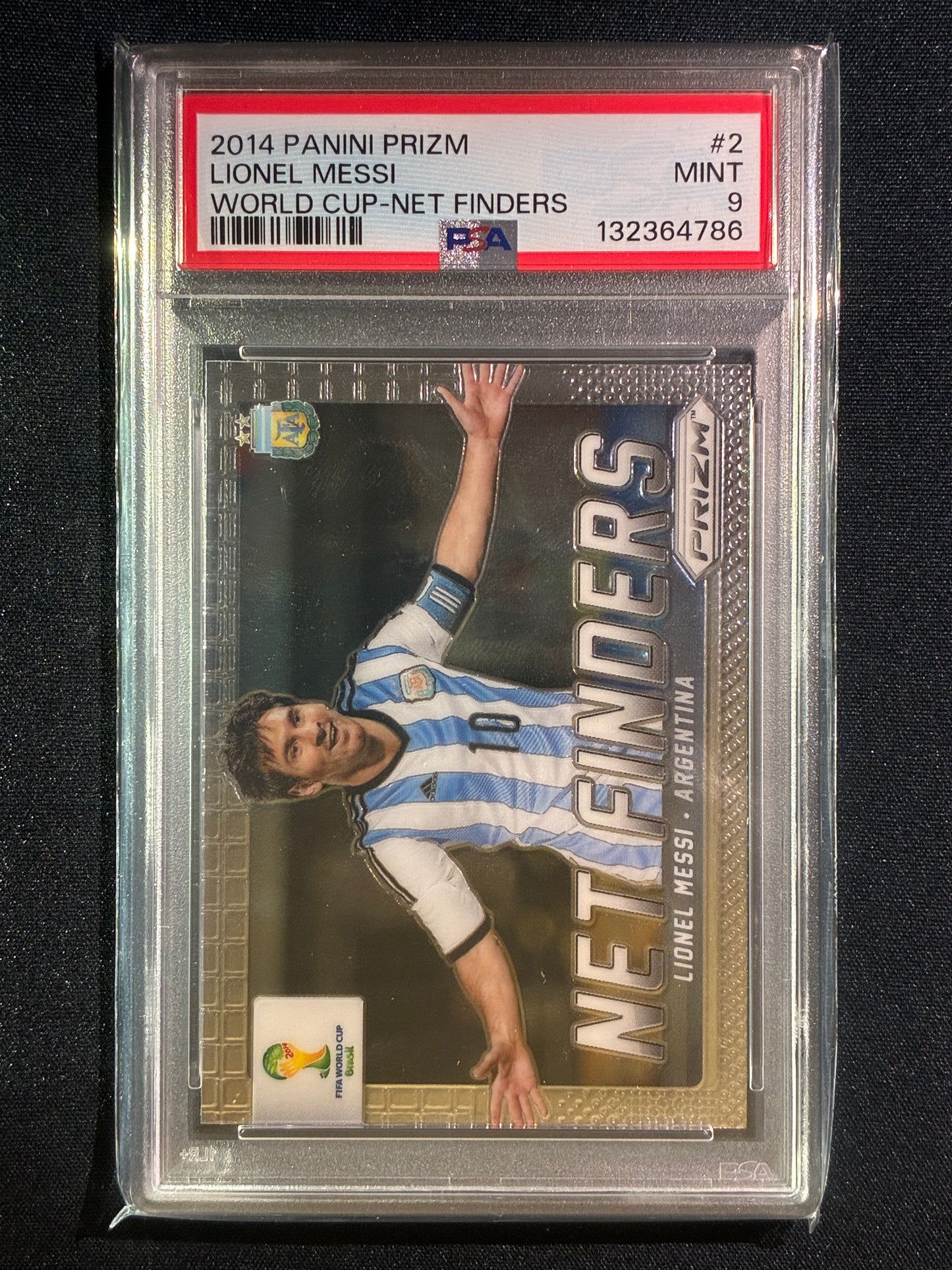 2014 Prizm FIFA World Cup LIONEL MESSI Net Finders Base #2 PSA 9 (786)